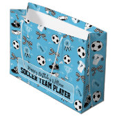 Boy Soccer Player blauw Gift Bag Groot Cadeauzakje (Voorkant Gekanteld)