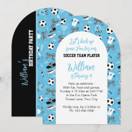 Boy Soccer Player verjaardagsfeestje blauw Kaart