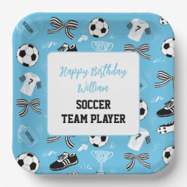 Boy Soccer Player verjaardagsfeestje blauw papier  Papieren Bordje