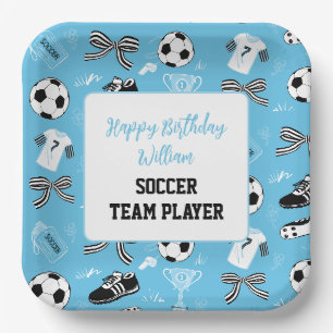 Boy Soccer Player verjaardagsfeestje blauw papier Papieren Bordje