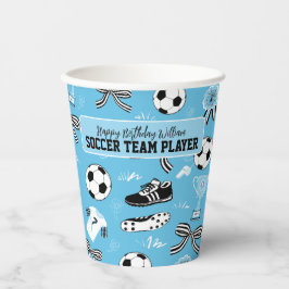 Boy Soccer Player verjaardagsfeestje blauw Papieren Bekers