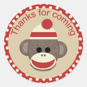 Boy Sock Monkey-ronde sticker
