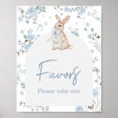 Boy Some Bunny Baby shower Favors Sign Poster (Voorkant)