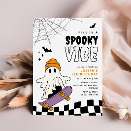 Boy Spooky Halloween Birthday Invitation Kaart