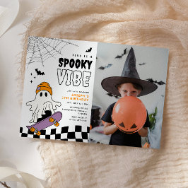 Boy Spooky Halloween Verjaardag Fotouitnodiging Kaart