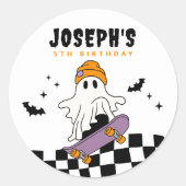 Boy Spooky Halloween Verjaardagskring Sticker (Voorkant)