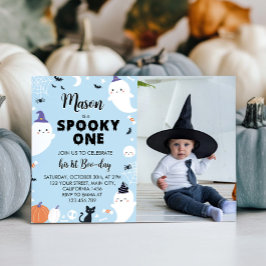 Boy Spooky One Ghost 1e Verjaardag uitnodiging