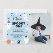 Boy Spooky One Ghost 1e Verjaardag uitnodiging (Voorkant)