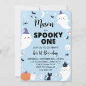 Boy Spooky One Ghost Eerste Verjaardag Kaart (Voorkant)