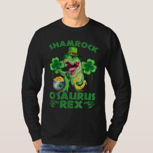 Boy St Patricks Day Dinosaur Dino Saurus Irish Sha T-shirt