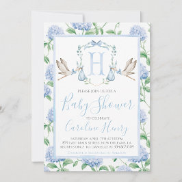 Boy Stork Crest Baby shower Uitnodiging