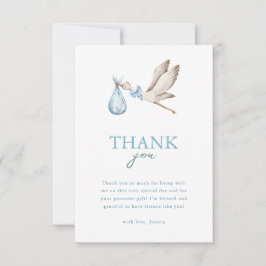 Boy Stork neemt een Baby shower van een dorpswinte Bedankkaart