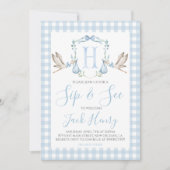 Boy Stork Preppy Gingham Blue Sip & See Kaart (Voorkant)