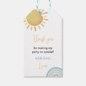 Boy Sunshine Rainbow Bedankt Label Verjaardagsfees Cadeaulabel (Voorkant)