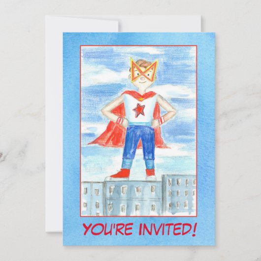 Boy Super Hero verjaardagsfeestje uitnodiging (Voorkant)