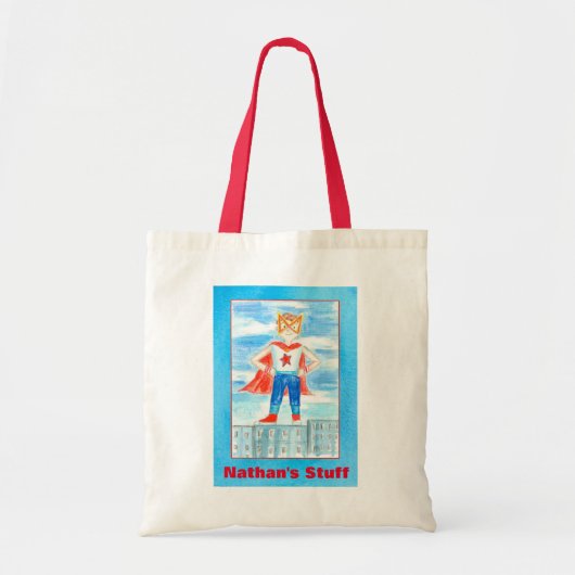 Boy Superhero Aangepaste naam Tote Bag (Voorkant)