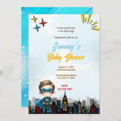 Boy Superhero Baby shower Kaart (Voorkant / Achterkant)