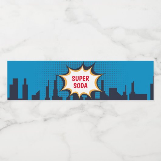 Boy Superhero, Bruin - Water Drink Cup Label Waterfles Etiket (Enkel label)