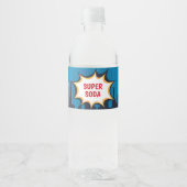 Boy Superhero, Bruin - Water Drink Cup Label Waterfles Etiket (Voorkant)