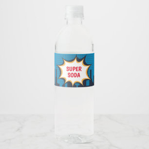Boy Superhero, Bruin - Water Drink Cup Label Waterfles Etiket