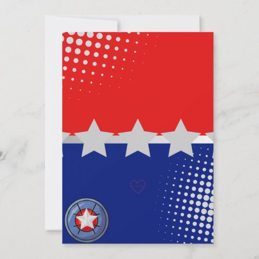 Boy Superhero, red, white, silver & blue birthday Kaart (Achterkant)