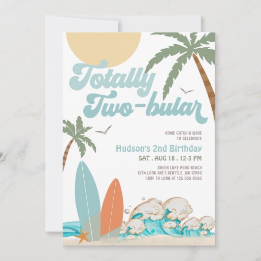 Boy Surf Surfen 2e Verjaardag Totally Two-bular Kaart (Voorkant)
