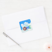 BOY Sweet One Roze Frosting Eerste Verjaardag Vierkante Sticker (Envelop)