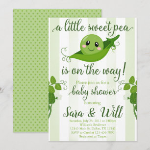 Boy Sweet Pea Pod Baby shower Invitation Invite Kaart
