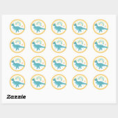 Boy T Rex Dinosaurus Verjaardagsfeestgunsten Ronde Sticker (Vel)