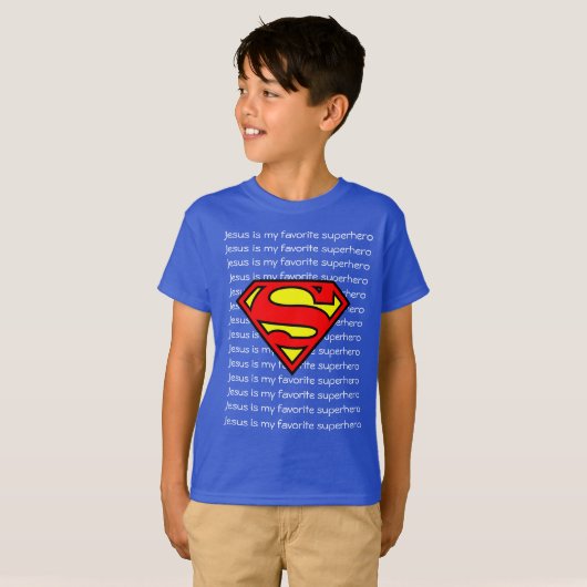 Boy T-shirt. Jesus is my favorite superhero! T-shirt (Voorkant volledig)