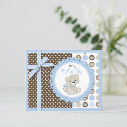 Boy Teddy Bear Advice Kaart (Staand voorkant)