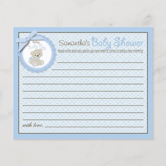 Boy Teddy Bear Advice Kaart (Achterkant)