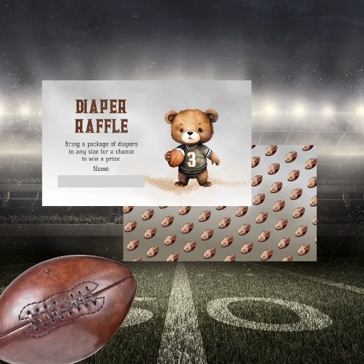 Boy Teddy Bear Amerikaanse Football Luier Raffle Informatiekaartje