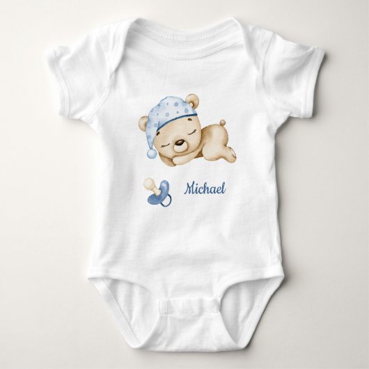 Boy Teddy Bear Baby Beer Baby Bodysuit (Voorkant)