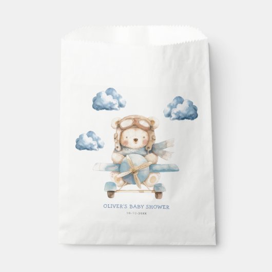 Boy Teddy Bear Baby shower Bedankzakje (Voorkant)