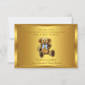 Boy Teddy Bear Baby shower Dank je Kaarten (Achterkant)