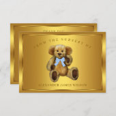 Boy Teddy Bear Baby shower Dank je Kaarten (Voorkant / Achterkant)