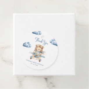 Boy Teddy Bear Baby shower Dank u Gift Labels