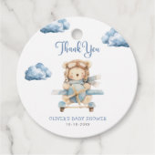 Boy Teddy Bear Baby shower Dank u Gift Labels (Voorkant)