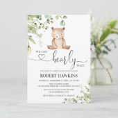 Boy Teddy Bear Baby shower Invitation Kaart (Staand voorkant)