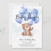 Boy Teddy Bear Baby Shower  Kaart (Voorkant)