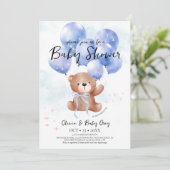 Boy Teddy Bear Baby Shower  Kaart (Staand voorkant)