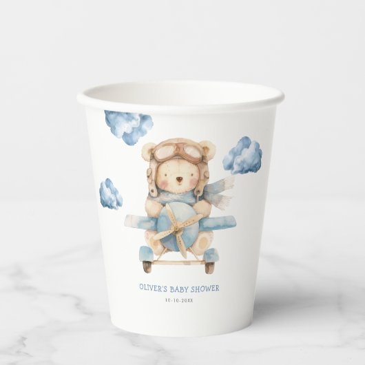 Boy Teddy Bear Baby shower Papieren Bekers (Voorkant)