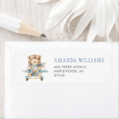 Boy Teddy Bear Baby shower Retour Adreslabel Etiket (Insitu)