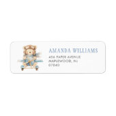 Boy Teddy Bear Baby shower Retour Adreslabel Etiket (Voorkant)