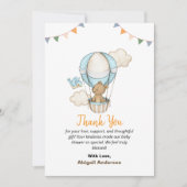 Boy Teddy Bear Baby Shower Thank You Flat Cards Bedankkaart (Voorkant)