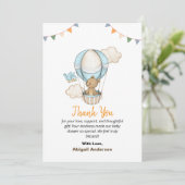 Boy Teddy Bear Baby Shower Thank You Flat Cards Bedankkaart (Staand voorkant)
