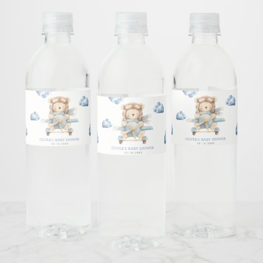 Boy Teddy Bear Baby shower Waterfles Etiket (Flessen)