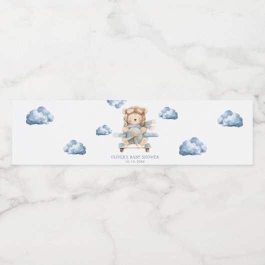 Boy Teddy Bear Baby shower Waterfles Etiket (Enkel label)