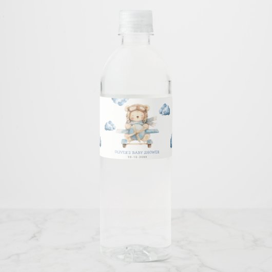 Boy Teddy Bear Baby shower Waterfles Etiket (Voorkant)